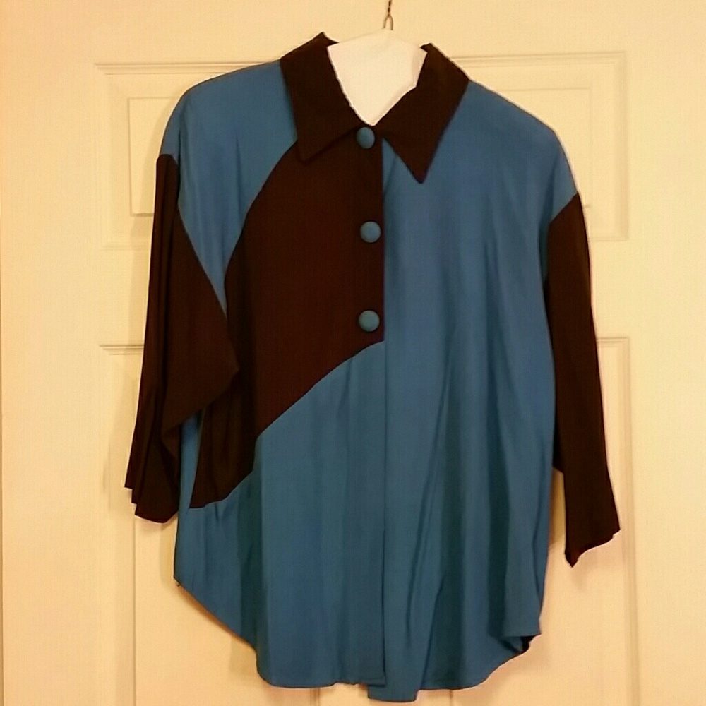 Pretty blue & black blouse/top